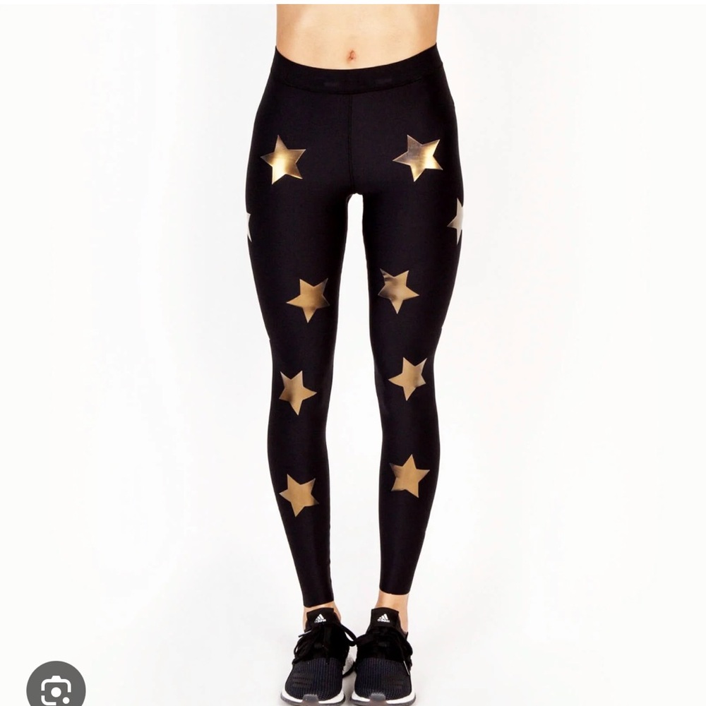 Ultracor Lux Knockout Star-Print Ankle Leggings Black Gold Size Small NWT